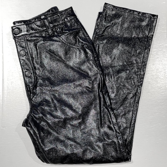 New BP Glossy Patent Faux Leather High Rise Cropped Ankle Pants Black Size 31 - Picture 13 of 16